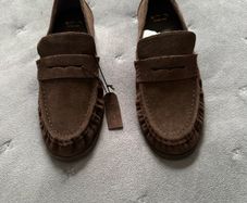 UK 7 39/40 Schuh Lewis Chocolate Brown Suede Loafer Leather style Massimo Dutti