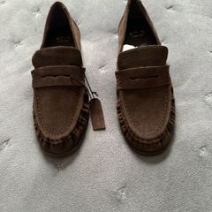 UK 7 39/40 Schuh Lewis Chocolate Brown Suede Loafer Leather style Massimo Dutti