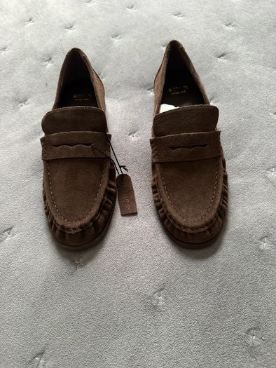 UK 7 39/40 Schuh Lewis Chocolate Brown Suede Loafer Leather style Massimo Dutti