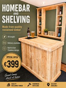 Rustic homebar and shelving