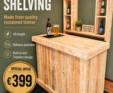Rustic homebar and shelving