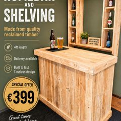 Rustic homebar and shelving