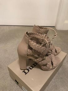 Dune Leather Sandals. Grey/Taupe Size 5. Worn ones