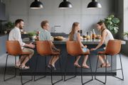 Set of 4 PU Leather Counter Barstool with Backrest 65cm