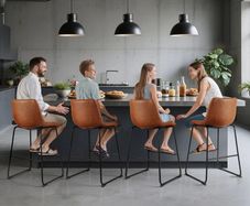 Set of 4 PU Leather Counter Barstool with Backrest 65cm