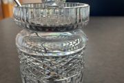 Vintage glass honey  / jam jar, lid with spoon