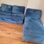 Blue Velvet Corner Sofa Bed with Storage Image 3