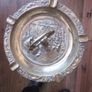 Antique Embossed Brass Ornate Standing  Ashtray German Metal Image 2