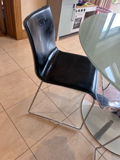 glass table and chairs