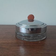 Art Deco Chrome and Bakelite Powder Dish