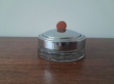 Art Deco Chrome and Bakelite Powder Dish