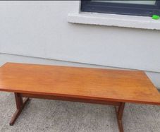 mid century teak sleigh base coffee table XXL