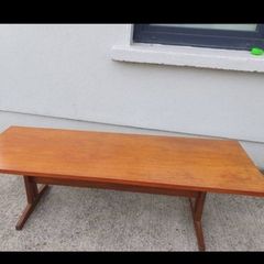 mid century teak sleigh base coffee table XXL