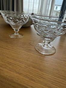 Set of 3 Vintage Style Cut Glass Dessert Bowls