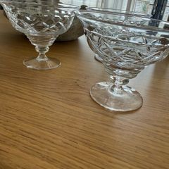 Set of 3 Vintage Style Cut Glass Dessert Bowls