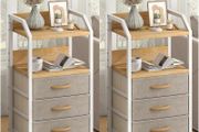 Bedside Table with 3 Fabric Drawers and Open Shelf, Nightstand for Bedroom
