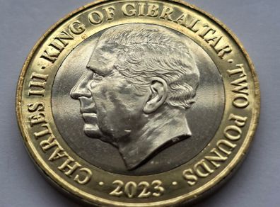 Gibraltar 2 Pound Coin Charles III Coronation  2023 UNC