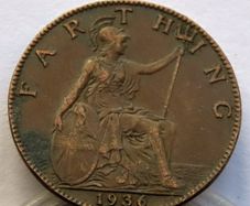 1936 bronze farthing George V 90 years old