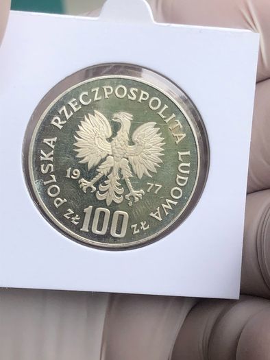 Silver 100 Zloty 1977.   Krakow Castle.post Included