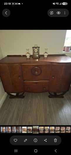Vintage Art Deco Walnut Sideboard / Cocktail Cabinet