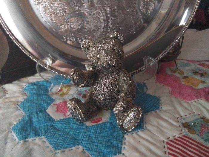 Silver Teddy Bear Ornament