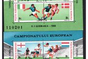 Euro 88 Football/ Soccer Stamp Commemorative Miniature Sheets issued by Romania showing Ireland's participation in the Championship