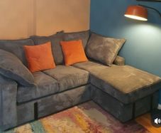 Grey Cord 3 Seater Corner Chaise - Like New
