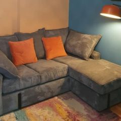 Grey Cord 3 Seater Corner Chaise - Like New