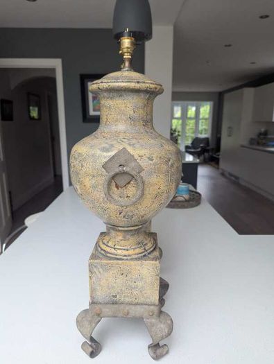 Pair of Vintage Terracotta Urns Converted to Table Lamps / Decorative Urns