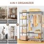 Clothes Rail with Shelves Metal Wardrobes for Bedroom Clothing Rack Open Wardrobe, With 4 Tiers Shelves, Portable & Free Standing, Clothes Rails for Bedroom Image 4