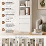 White Bookcase with Drawers Tall Storage Cabinet 180cm Display Shelf Unit Image 2