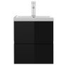Sink Cabinet with Built-in Basin High Gloss Black Chipboard Image 4