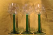 VINTAGE Wine Glasses/Luminarc/Green glass base/Vintage 80's