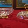Killarney Crystal Cut Crystal Glass With Number 50 Lidded Jewelry Dish / Bowl With 22 Carat Gold Cover Handle and Footed Base Finishing Made In Ireland Image 5