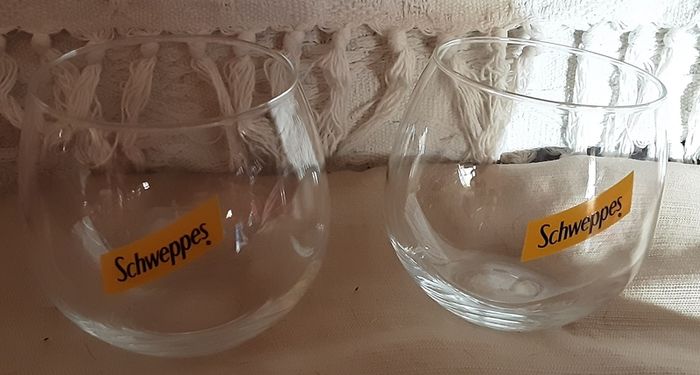 three nice Schweppes glasses