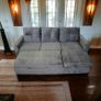 Grey velvet Corner Sofa Bed with Storage & Pull-Out Base Image 3