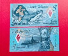 Cook Islands  3 Dollars  2021. Polymer / Plastic. ( Uncirculated )