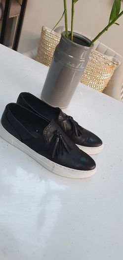 DUNE leather tassel brogue slip-ons Sz 40 (7-7.5UK)