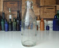501 - Vintage Clear Glass Cork Top Collectible Decorative Strand Dairy Milk Bottle