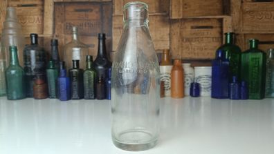 501 - Vintage Clear Glass Cork Top Collectible Decorative Strand Dairy Milk Bottle