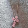 Sterling Silver Pink Cross Necklace Image 6