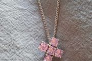 Sterling Silver Pink Cross Necklace