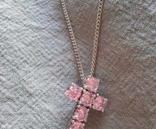 Sterling Silver Pink Cross Necklace