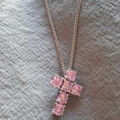 Sterling Silver Pink Cross Necklace