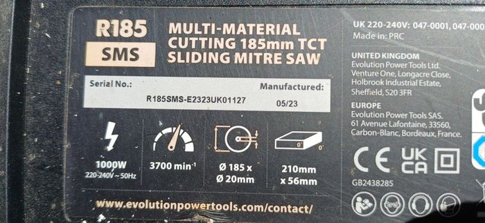2 year old Evoloution mitre saw - perfect working condition