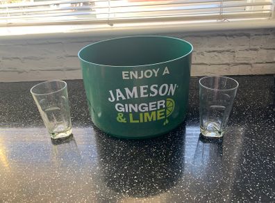 Jameson Whiskey Glasses x 3 & Ice bucket