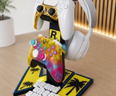 GTA-Inspired Gaming Controller & Headset Stand