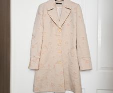 Dunnes Orange Pink Nude Floral Jacquard Long Coat 10UK/38EU