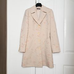 Dunnes Orange Pink Nude Floral Jacquard Long Coat 10UK/38EU