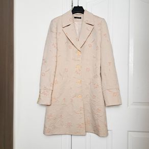 Dunnes Orange Pink Nude Floral Jacquard Long Coat 10UK/38EU